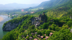 4K航拍富春江沿岸风景建筑合集78秒视频