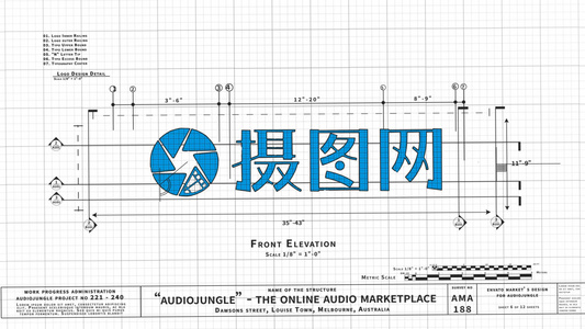手绘线条建筑蓝图Logo动画视频