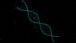 矩阵透明字母表蓝色颜色抽象文本效果运动和dna20秒视频