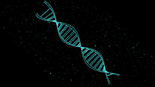 dna数字结构科学生物技术抽象3d旋转和细胞粒子在视频