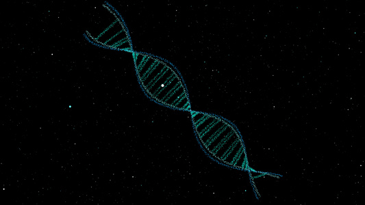 DNA结构薄科学生物技术抽象动画3D旋转和细胞粒子视频