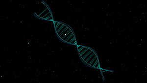 DNA结构薄科学生物技术抽象动画3D旋转和细胞粒子20秒视频