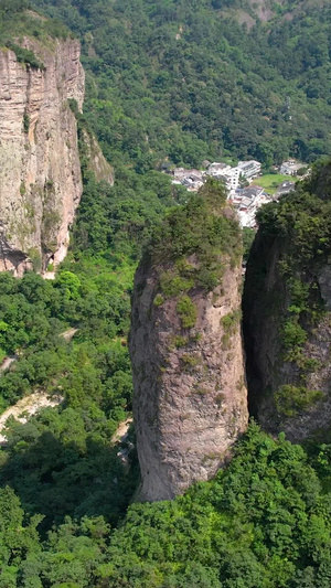 航拍5A景区雁荡山灵峰景观区双笋峰视频自然风光41秒视频