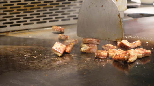 商业餐厅美食铁板烧西餐牛排4k素材视频