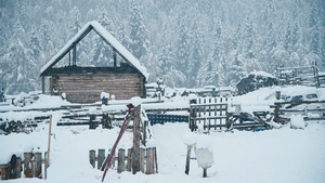 4K禾木契巴罗依村的雪景10秒视频