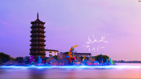 延时节日庆祝中国古建筑视频