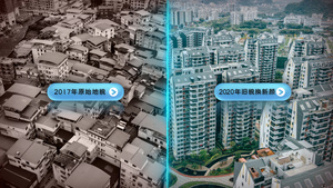 城市分屏改造前后对比AE模版28秒视频