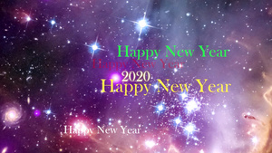 2020年新年快乐彩虹文字和银河背景11秒视频