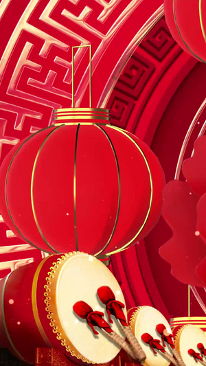 盛世花开牡丹灯笼新年喜庆背景中国年40秒视频