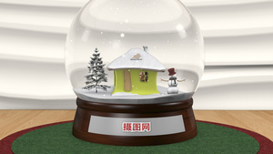 梦幻的雪花飘落三维场景动态背景雪中漂亮的圣诞花环和图文内容展示AE模板87秒视频
