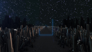 霓虹灯框架它发光另一个星球上的道路看法跑道星星陨石20秒视频