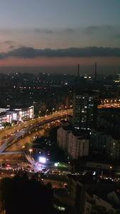 上海浦东城市天际线夜景航拍现代化视频