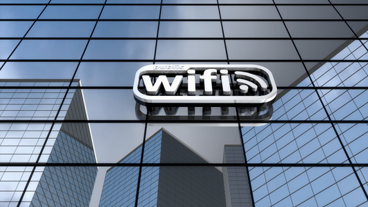 3d高楼与公共网络wifi标志视频