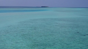 蓝海和干净沙质背景下美丽泻湖海滩野生动物的空中旅游14秒视频
