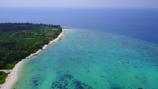 白沙背景蓝海海岸海滩航拍空中无人机全景视频