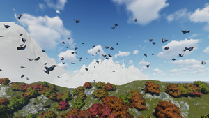 秋树林和多彩的蝴蝶动画7秒视频