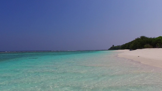 海滨海滩野生生物的宽角风景由在沙巴附近有白沙背景的视频