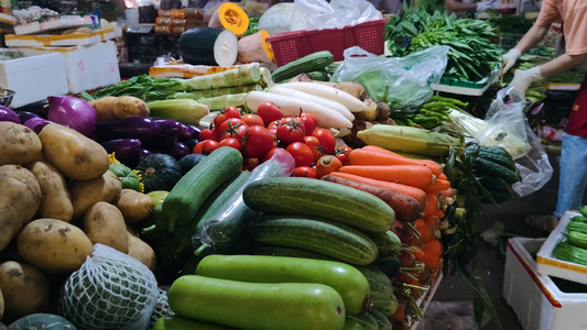菜市场售卖蔬菜合集视频