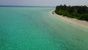 海滨海滩航行的空无海滨性质海蓝色水洋和棕榈附近的白沙16秒视频