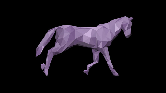 3D低聚性里拉纸马无缝循环阿尔法频道视频