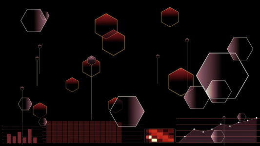多边形未来数字信息图和雷达点分析改变两步循环和图形视频