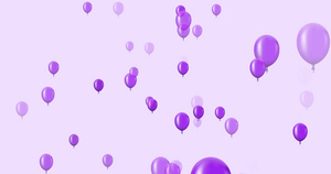 在黑暗背景下飞行的紫紫色气球动画周年或节日快乐19秒视频