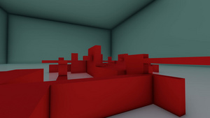 空空的红色混凝土室内3d 动画和铸造21秒视频