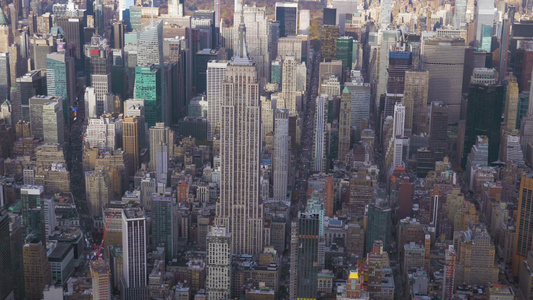 纽约市的曼哈顿市中心城市景色在夏季日美国空中观察中视频