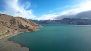 航拍5A新疆南部帕米尔高原景区景点白沙湖风光44秒视频