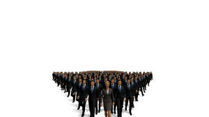 矩阵排列的商务人士在女CEO带领下向前迈进30秒视频