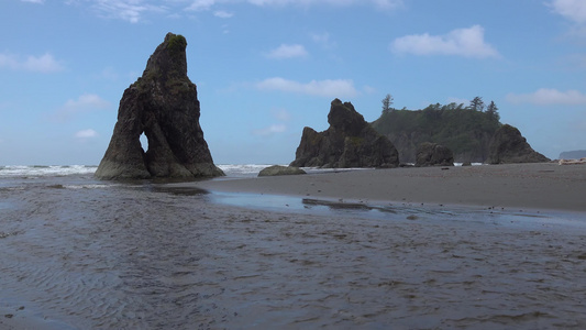 太平洋沿岸大悬崖和靠近海岸的岛屿奥林匹亚国家公园美国视频