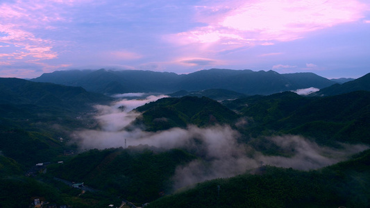 福建永定土楼景区山脉云雾视频