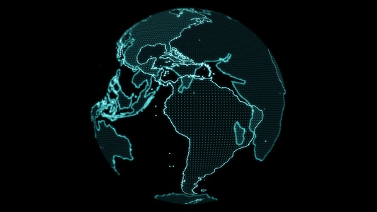 世界数字数字世界地图和纬度和经纬度激光扫描网格视频