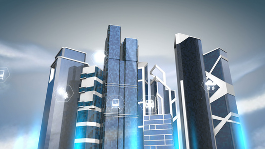 智能城市3d背景动画视频