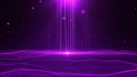 4K紫色粒子海平面背景视频