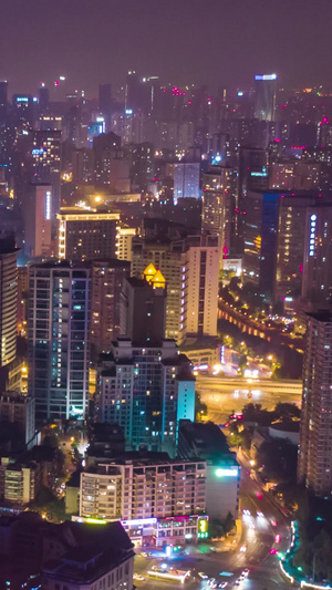 成都CBD夜景科幻赛博朋克航拍延时成都交通夜景15秒视频