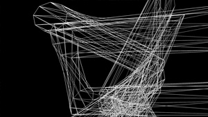 黑色空间的复杂抽象电线框架形状浮点16秒视频