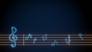 3D音乐音符在黑暗的经典蓝色背景8秒视频