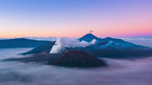 美丽的火山日出时间消逝标志性自然旅行地点东雅瓦印度视频