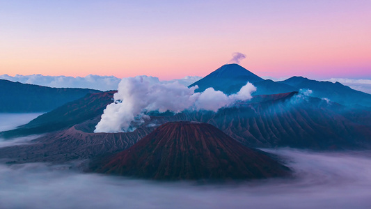 美丽的火山日出时间消逝标志性自然旅行地点东雅瓦印地安视频