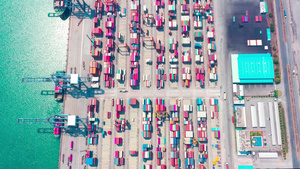 全球海运集装箱鸟瞰图海运集装箱建筑13秒视频