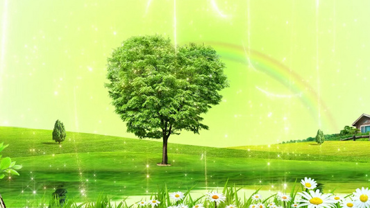清新自然绿色爱心树背景视频视频