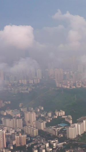 雨后迷雾重庆江北区渝北区云上航拍素材云雾下的重庆山城80秒视频