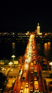湖南长沙城市五一大道橘子洲大桥竖屏航拍视频