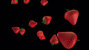 草莓零重力旋转它们漂浮24秒视频
