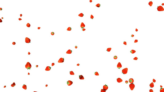 草莓以缓慢的动作飞行上方视图对白视频