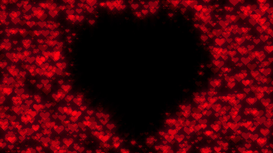 红色爱心辉光粒子爱心边框修饰动画视频