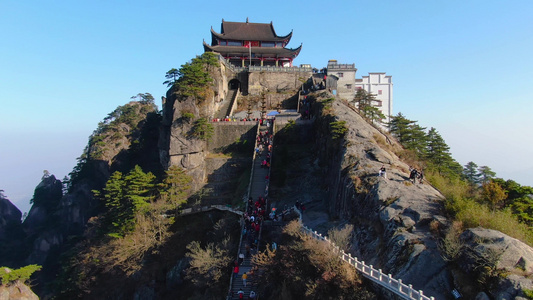 航拍5A级景点九华山风景区天台寺视频视频