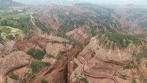 航拍黄土高原风光地貌120秒视频