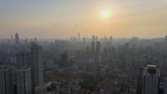 日落时分的武汉城市景观视频